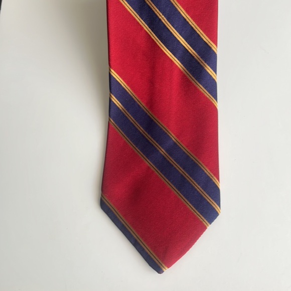 Davidson’s Vintage Red, Blue and Gold Striped Silk Tie - Picture 2 of 6